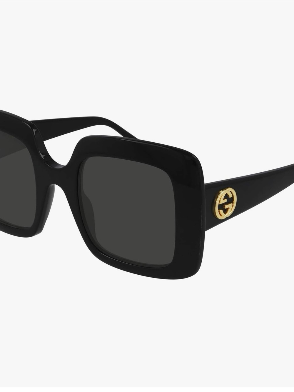 Gucci Black Square Sunglasses with Gold GG Accent